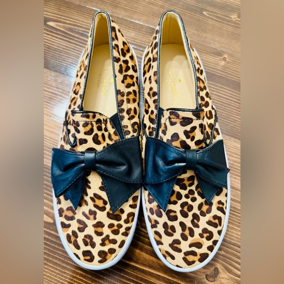 Kate Spade Delise Leopard Print Sneakers with Black Bow - Picture 1 of 6